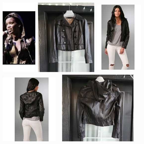 MIKE AND CHRIS 100% LEATHER ‎ JACKET🤩🤩WITH DETACHABLE HOODIE - Picture 1 of 8